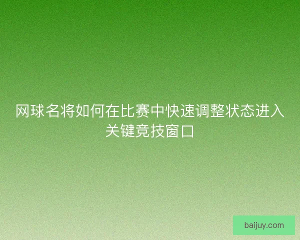 网球名将如何在比赛中快速调整状态进入关键竞技窗口