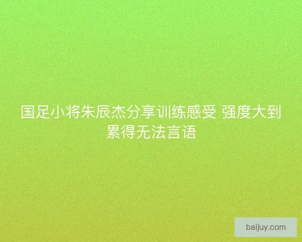 国足小将朱辰杰分享训练感受 强度大到累得无法言语